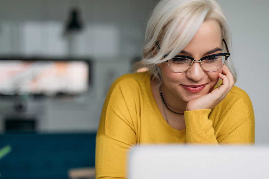 Woman looking at computer